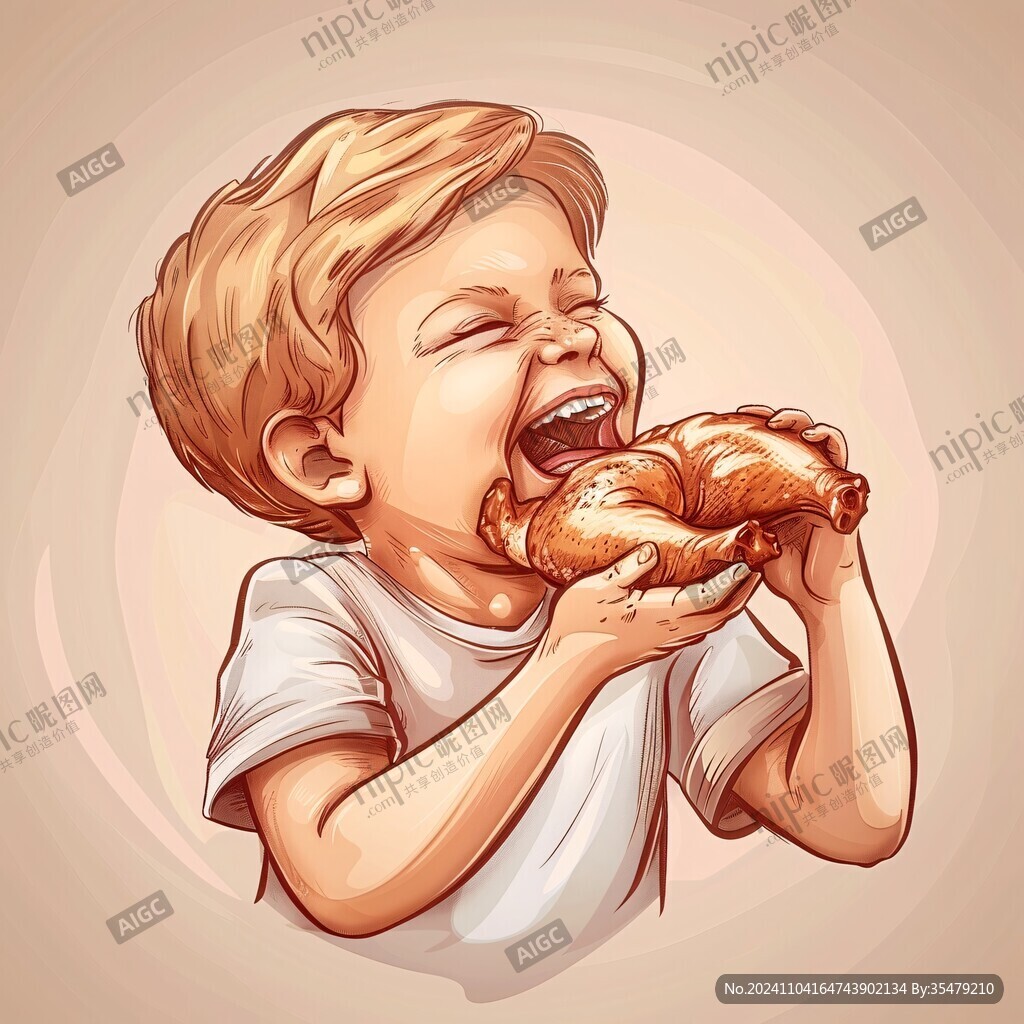 吃面包插画