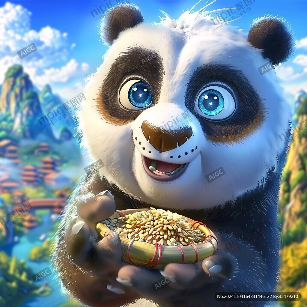 写实熊猫插画
