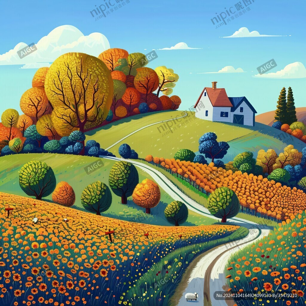 金秋风景插画