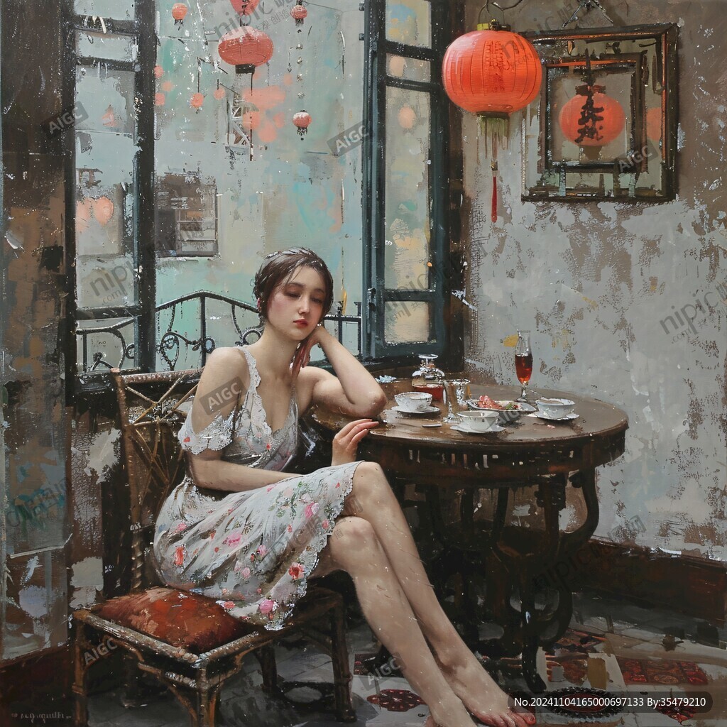 江南美女油画