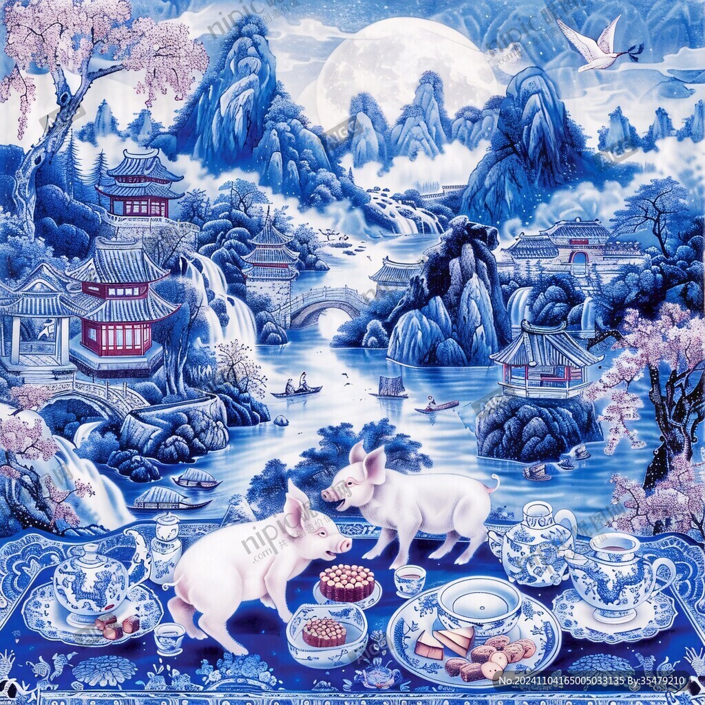 国潮风羊汤插画