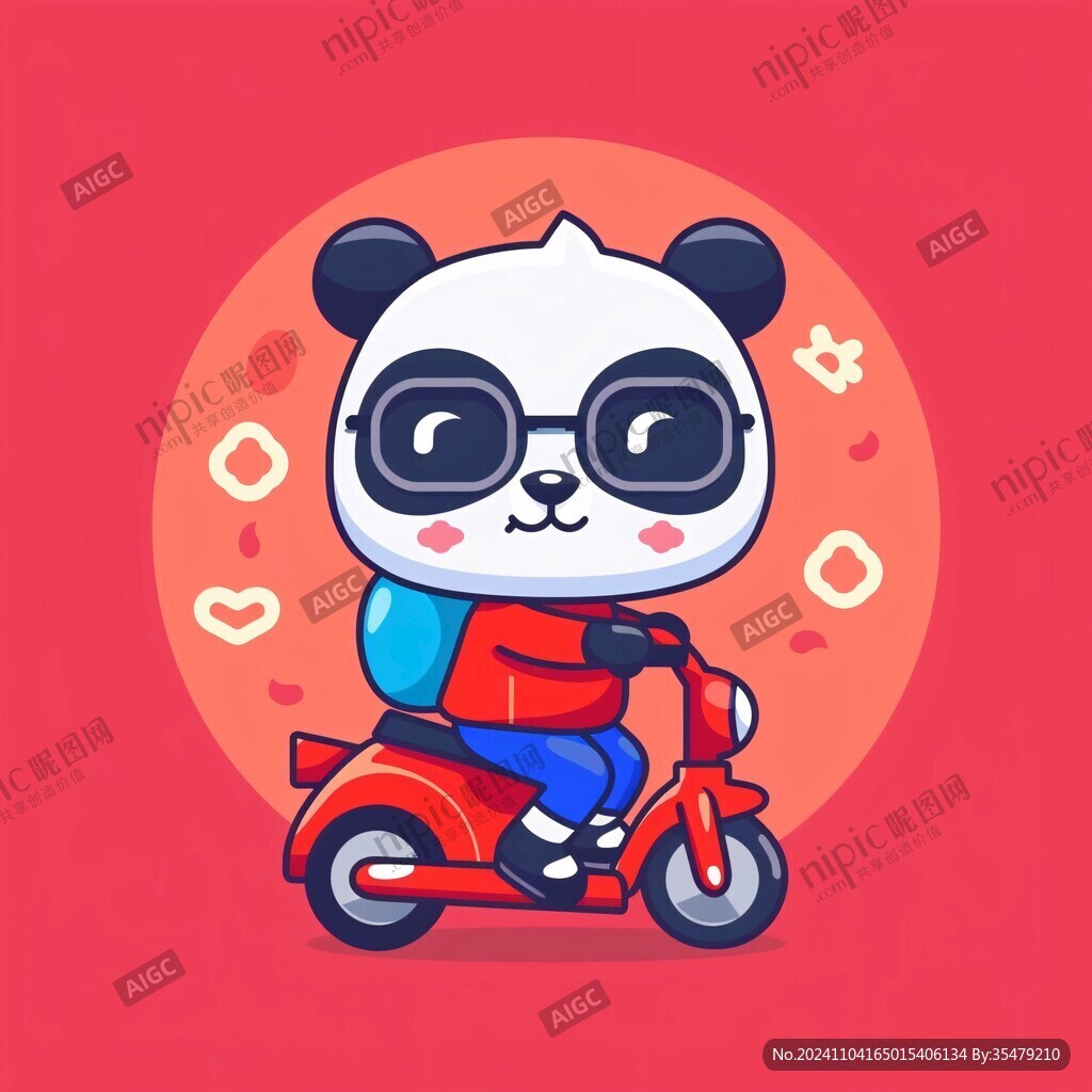 卡通熊猫送外卖形象