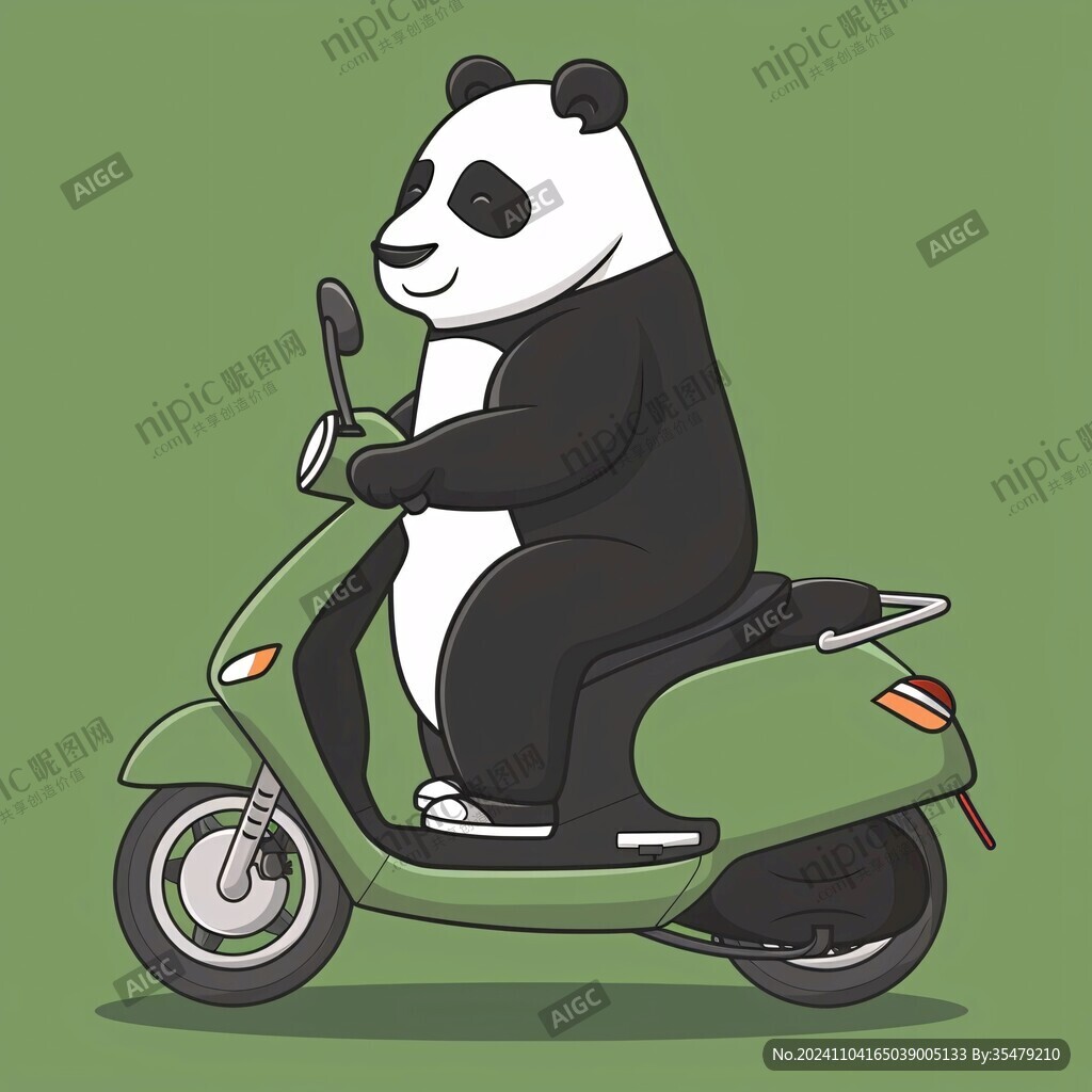 卡通熊猫送外卖形象