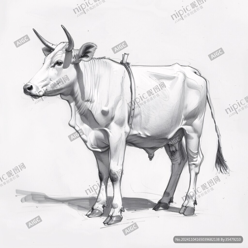 牛素描画