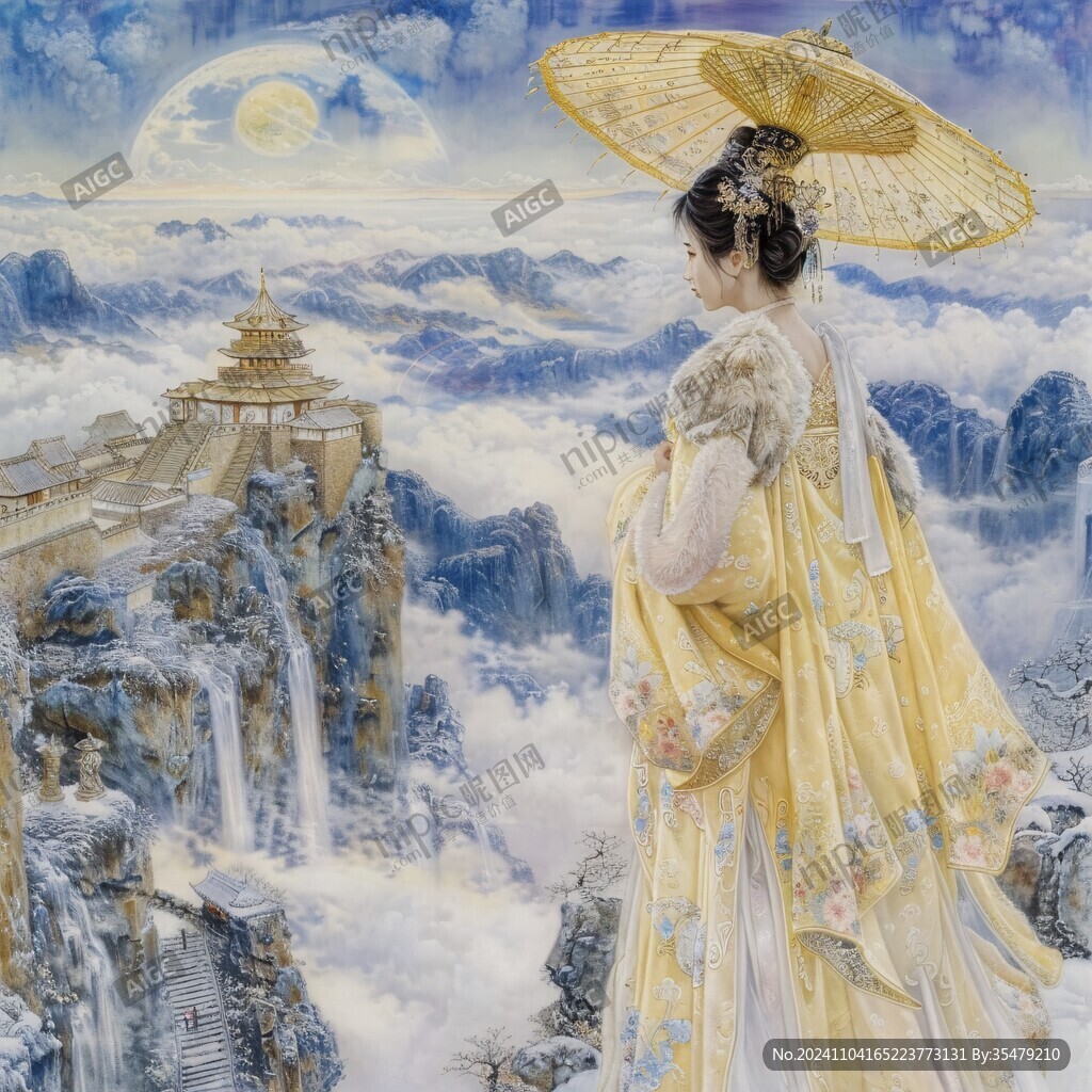 中秋楼阁仙女图