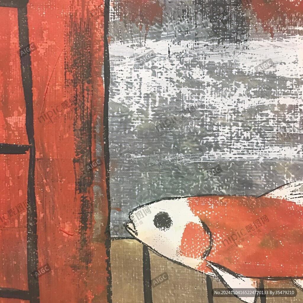 抽象鱼挂画
