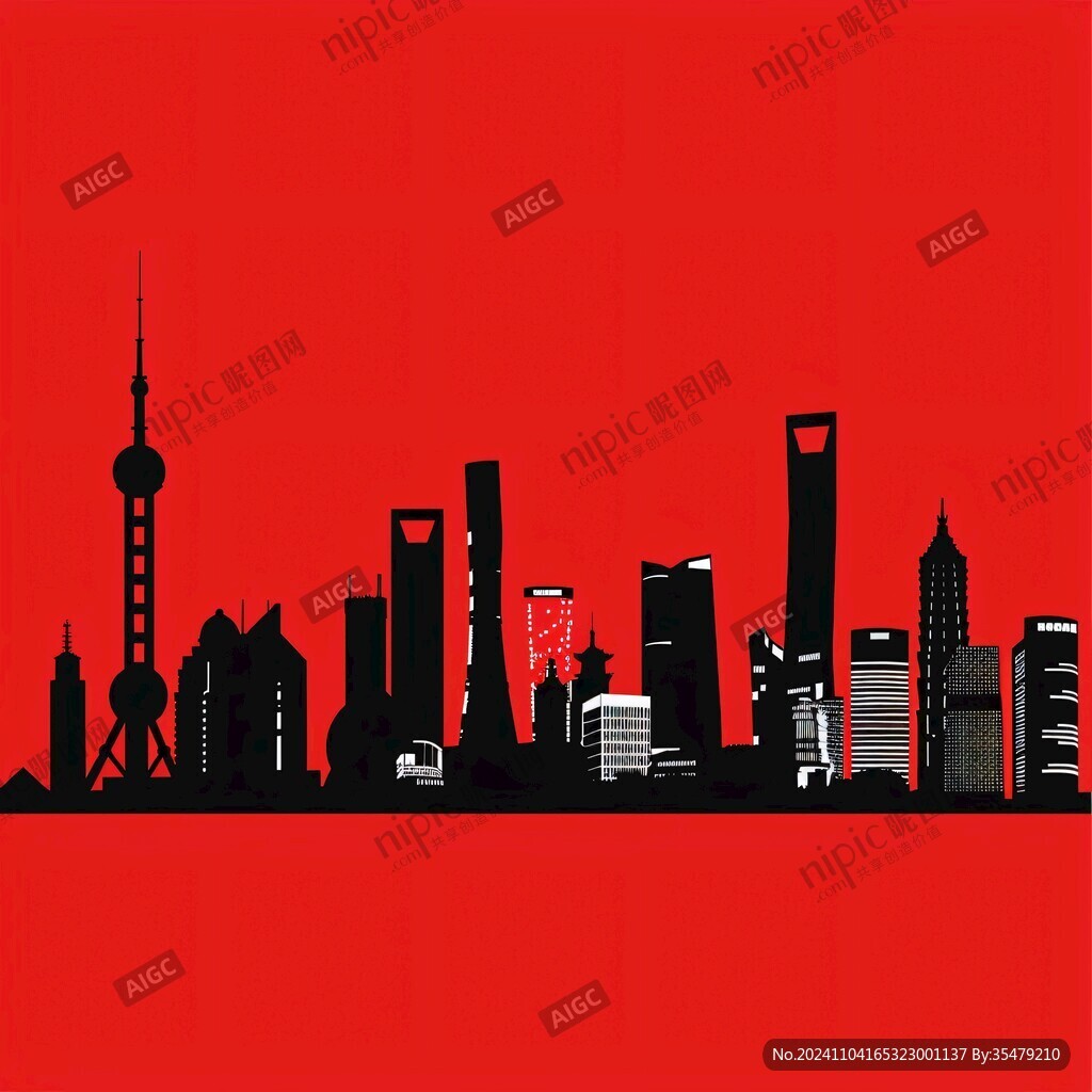 北上广深剪影轮廓背景