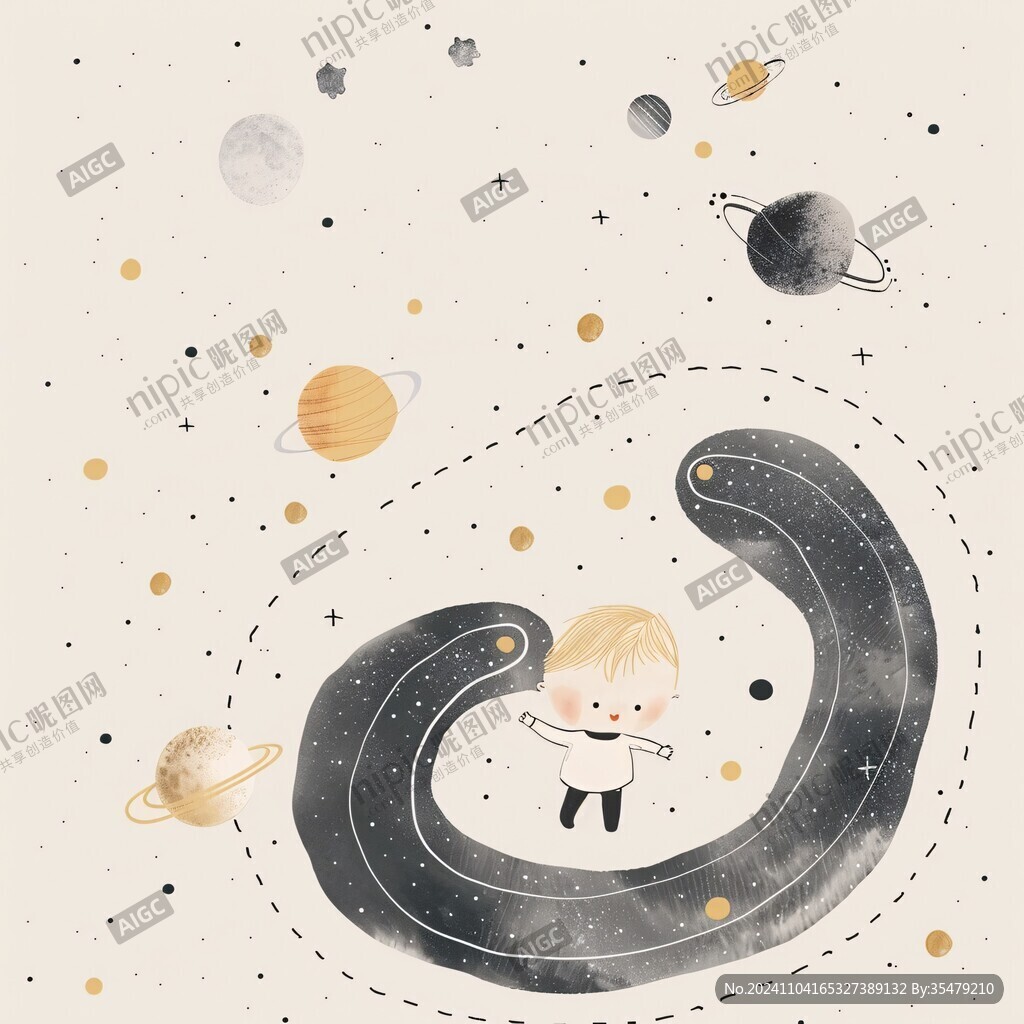 宇宙星空星球小女孩