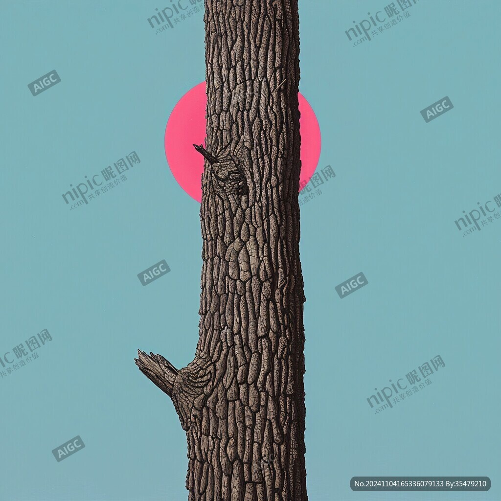 超现实极简主义粉红色树