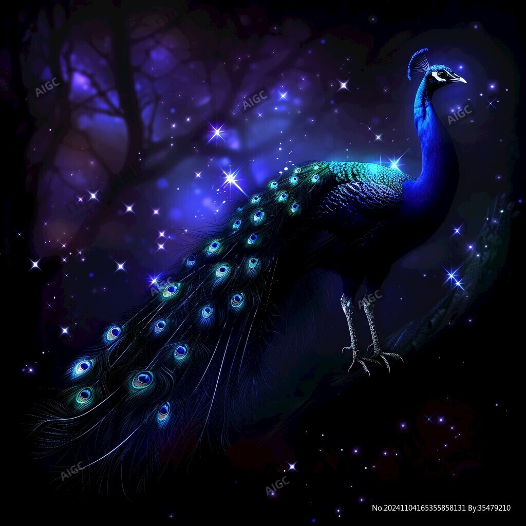 唯美孔雀插画