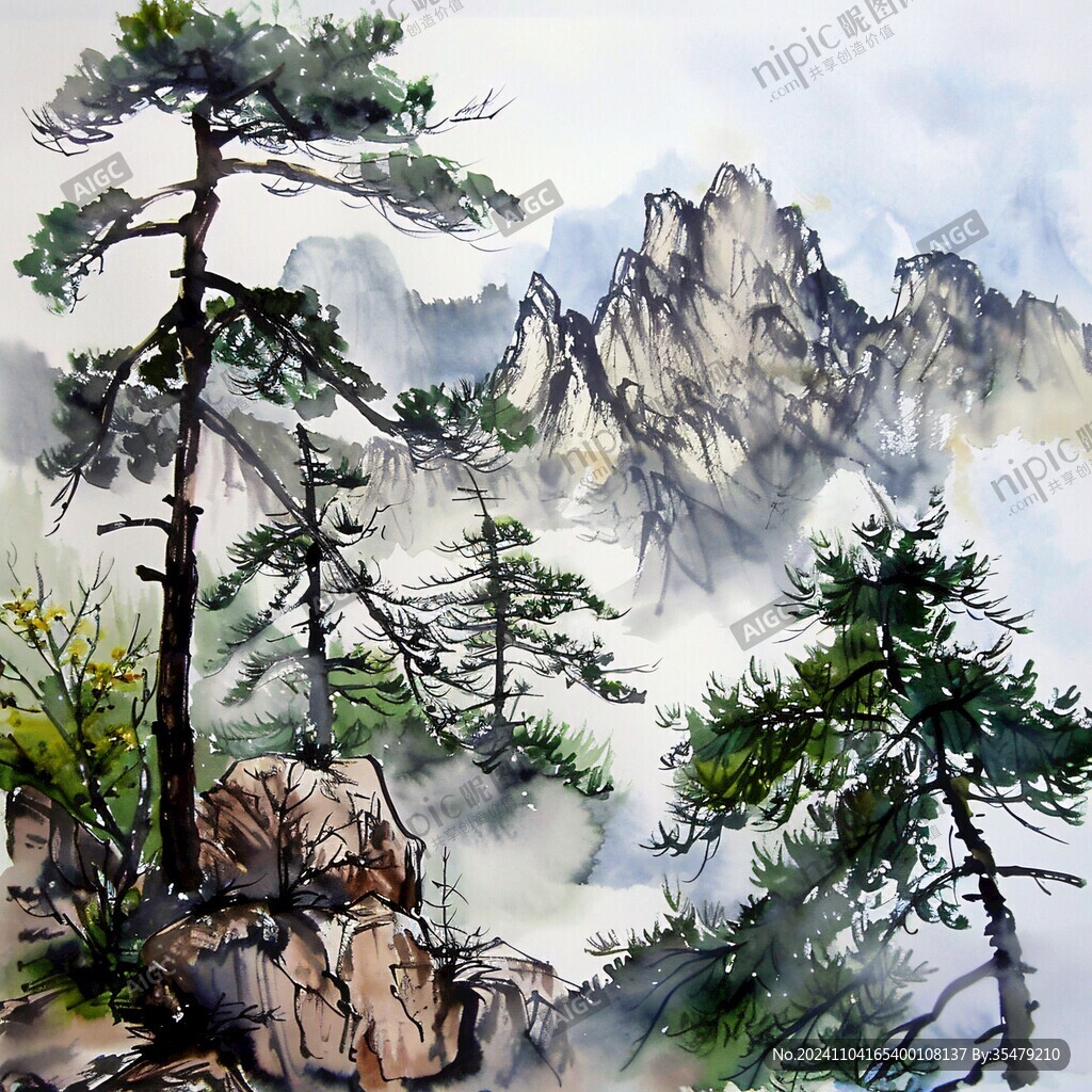 松林水墨画