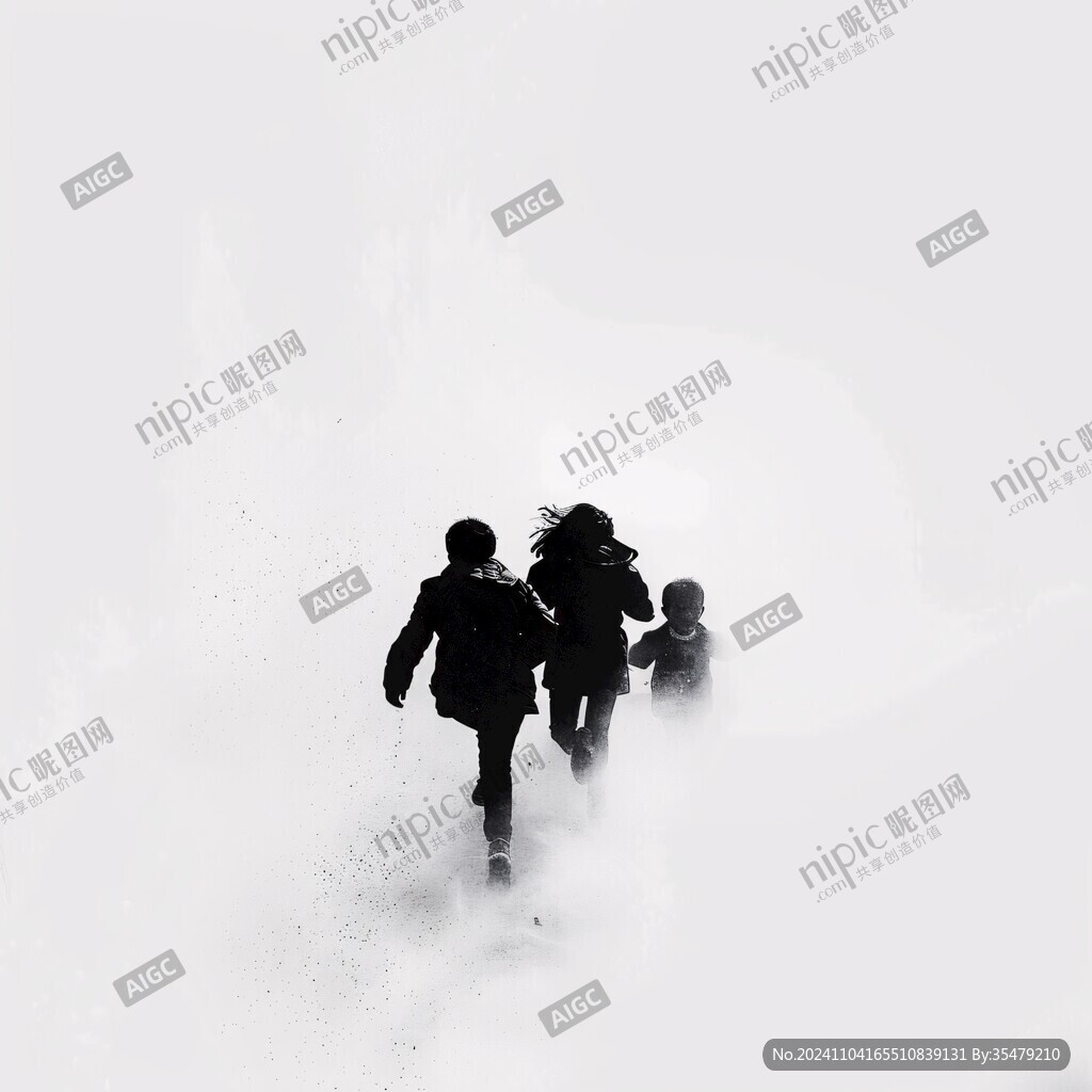 雪中行背影