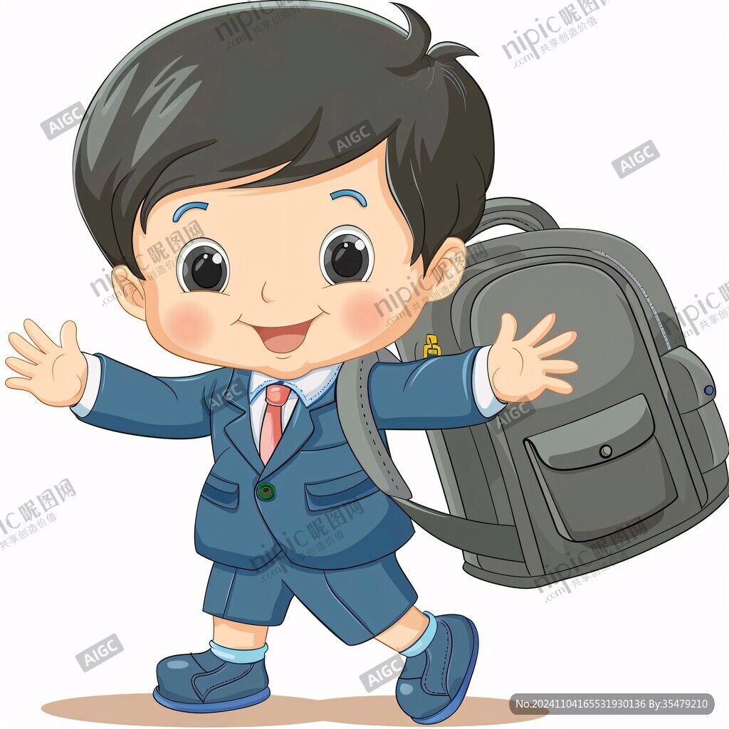 背书包的卡通小孩