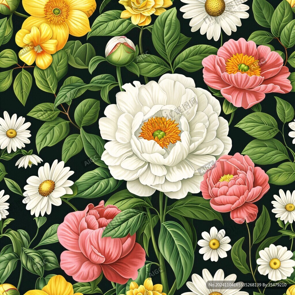 雏菊卉家纺图案花纹