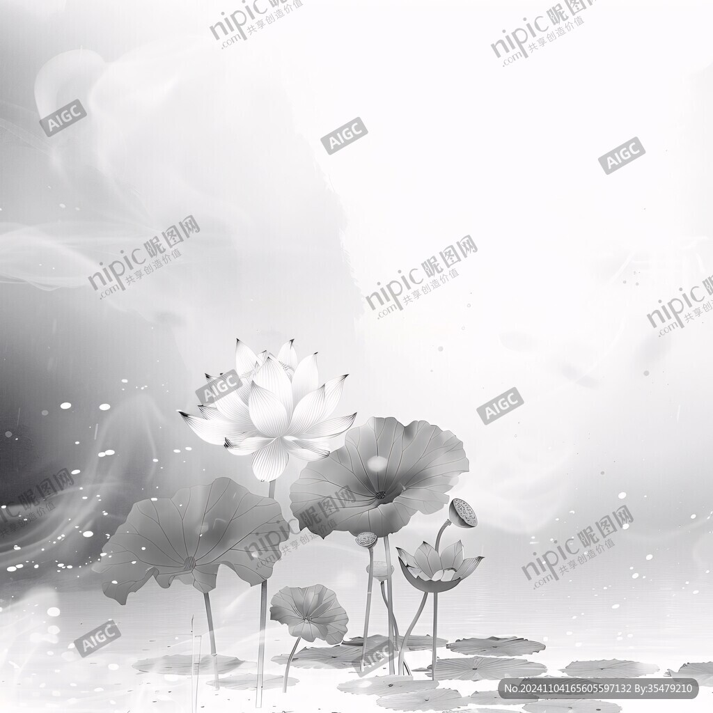 黑白荷花背景