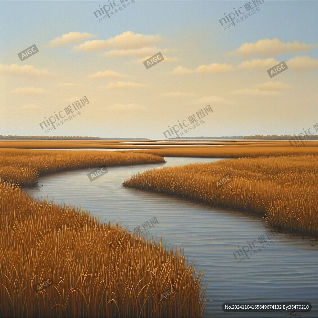 滩涂湿地插画
