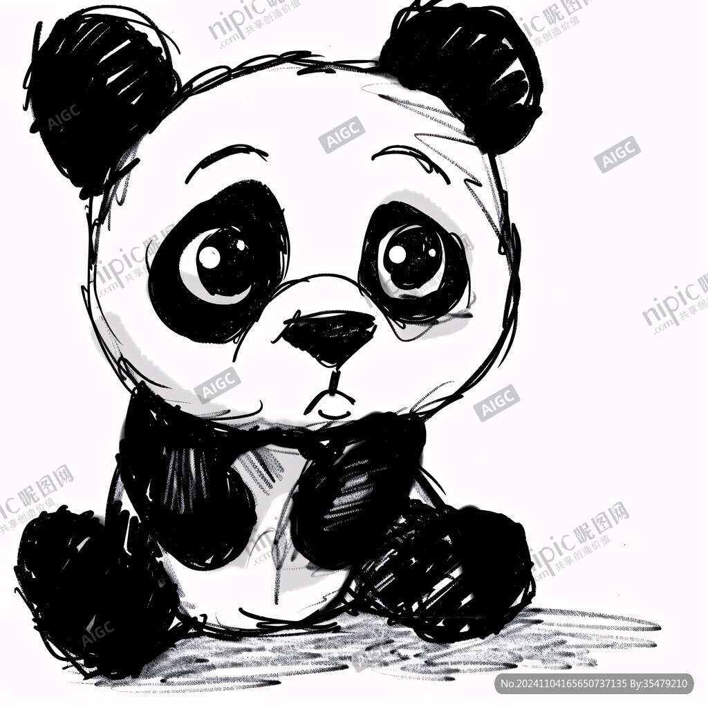 手绘插画熊猫