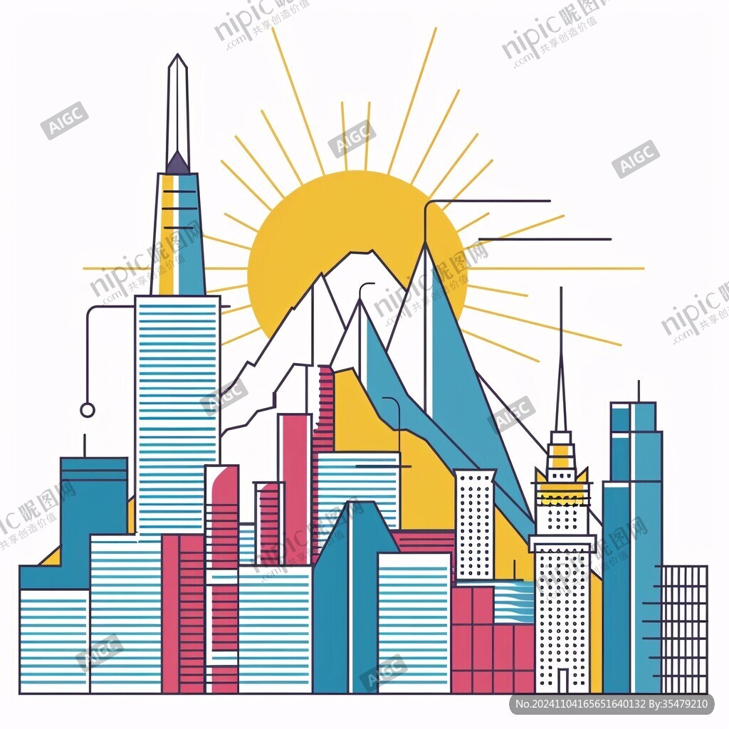 洛杉矶建筑插画