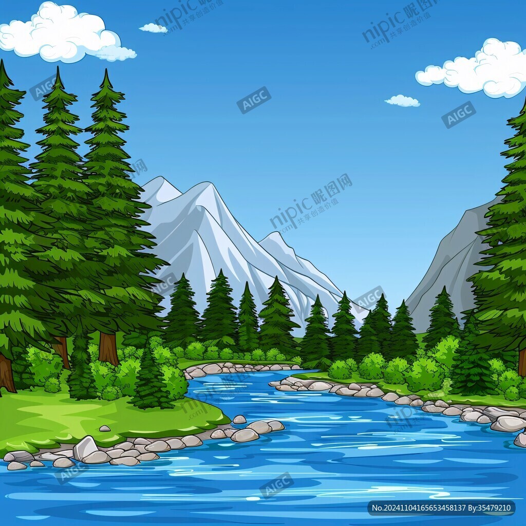 自然山峰河流景观