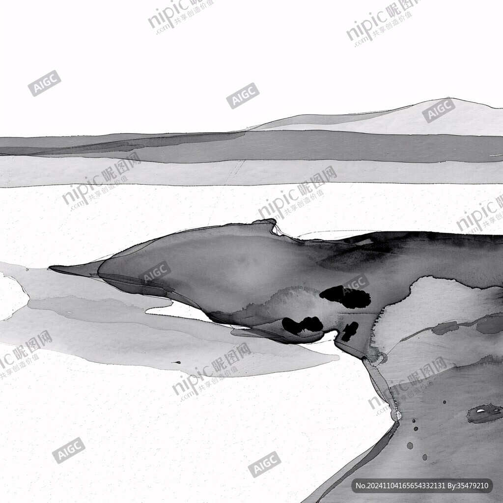 不规则抽象渐变水墨画