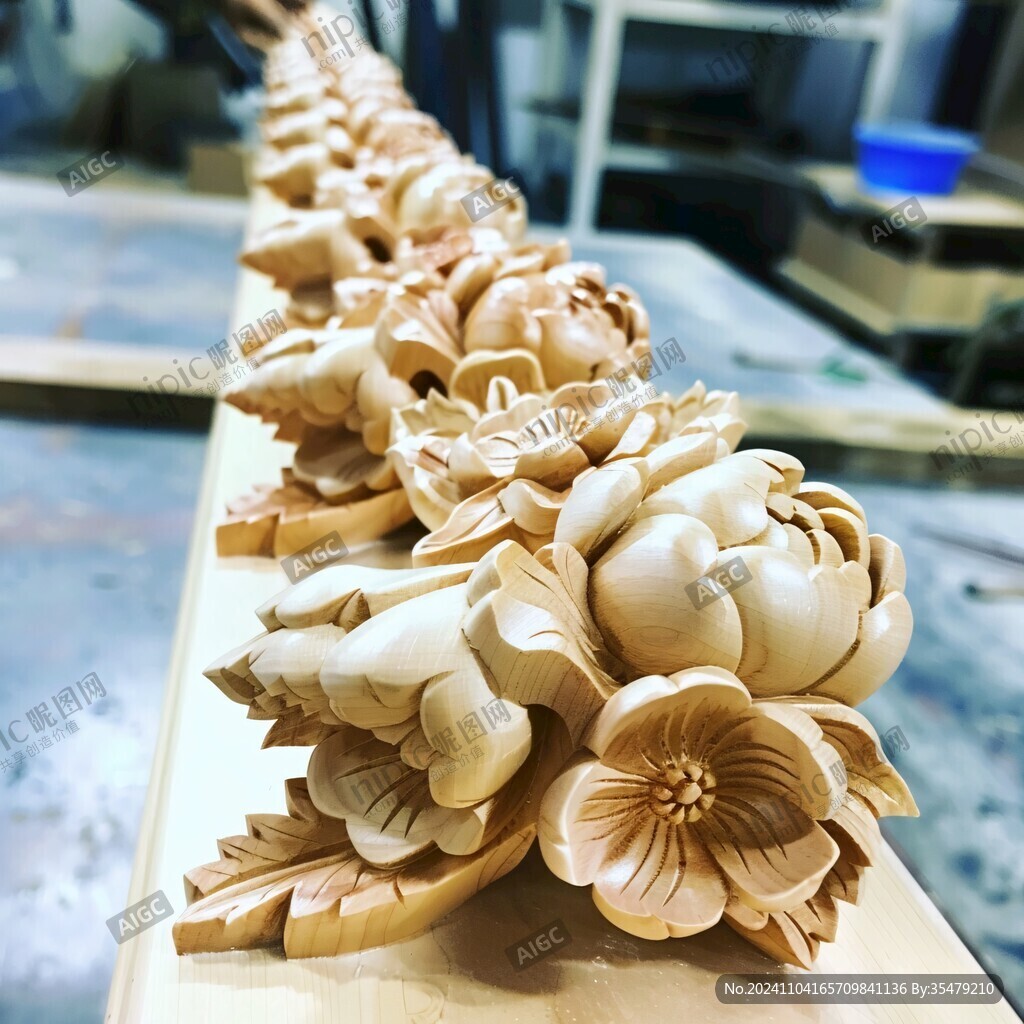 木雕花胚