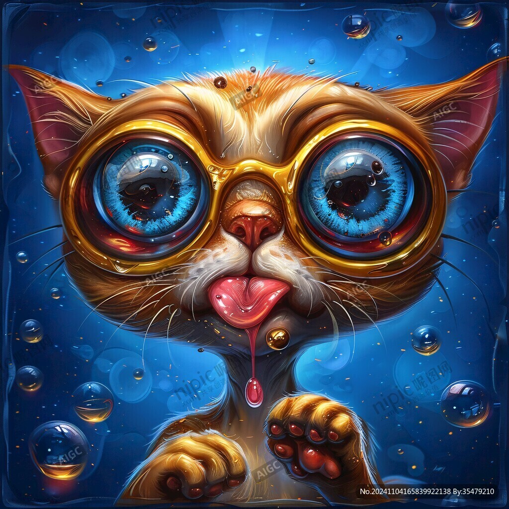 手绘大眼萌猫咪装饰画