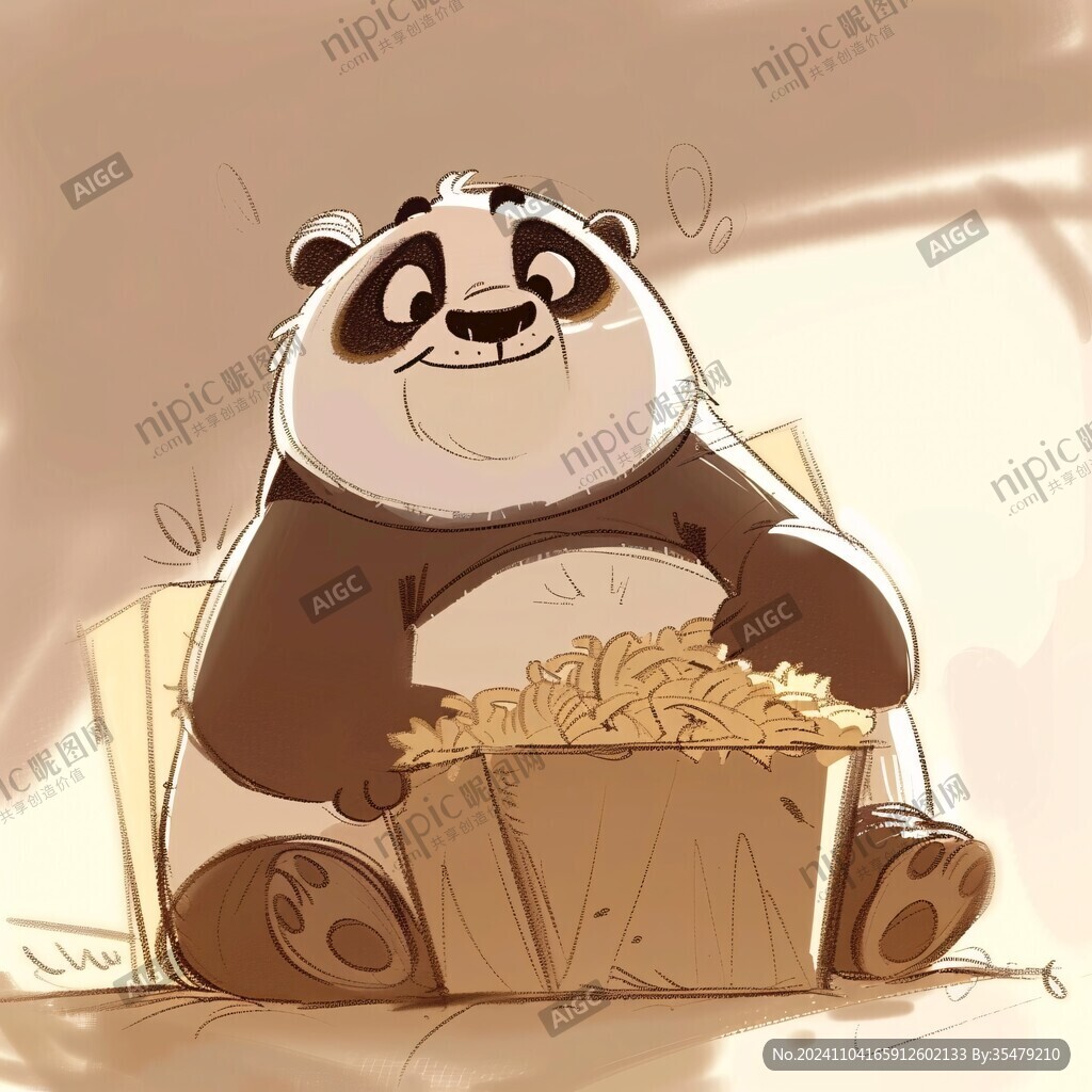 大熊猫美食插画