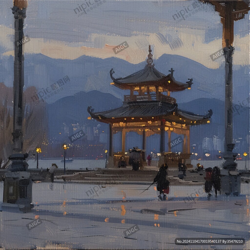 插画爱晚亭