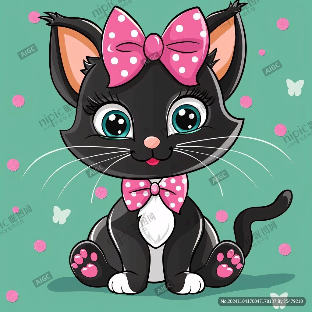 卡通小黑猫