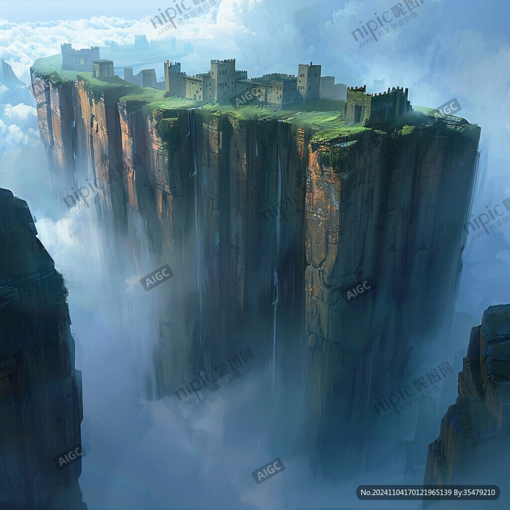 3d云海悬浮小岛