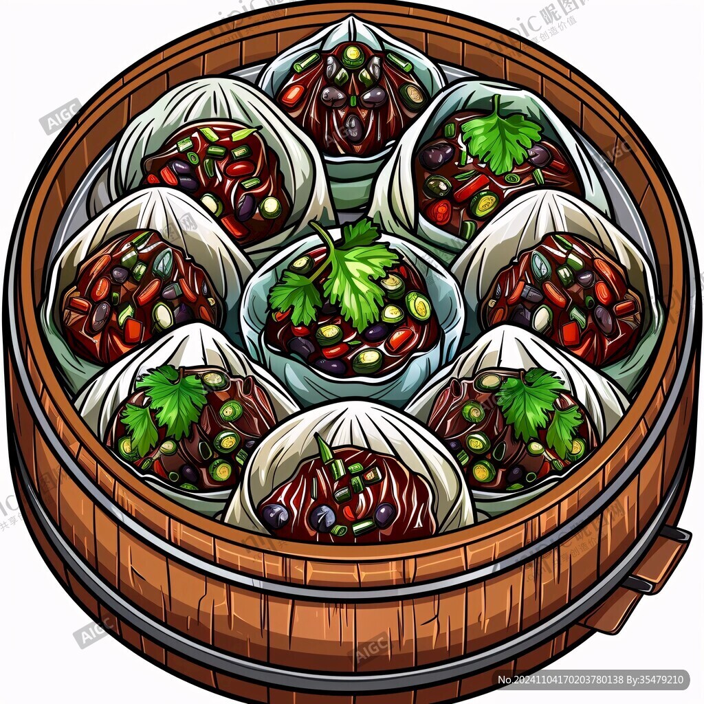 田螺塞肉插画
