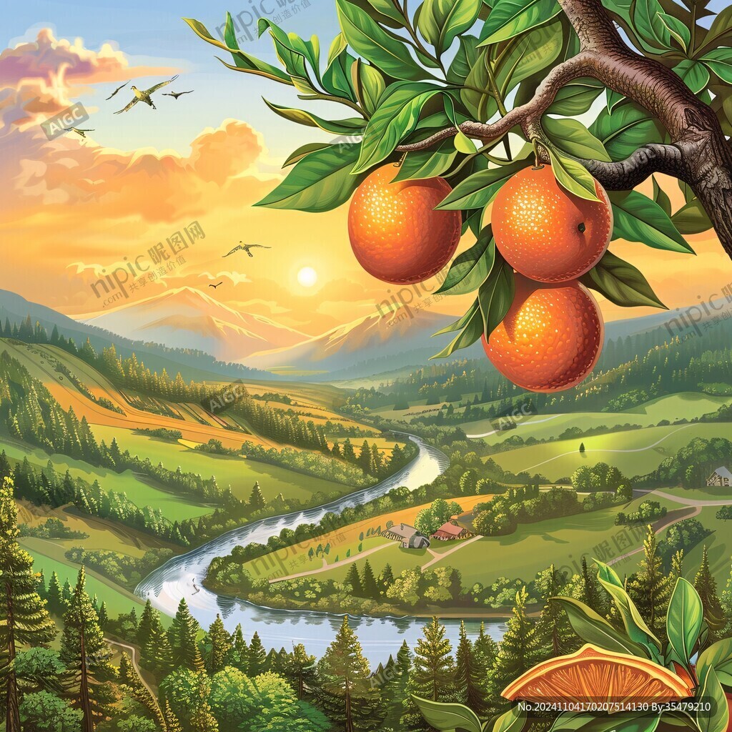 果园插画田园风光
