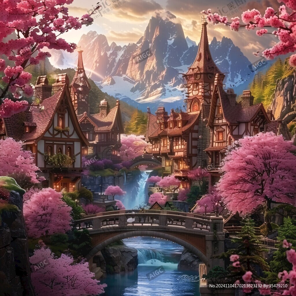 粉红宫殿插画幻想