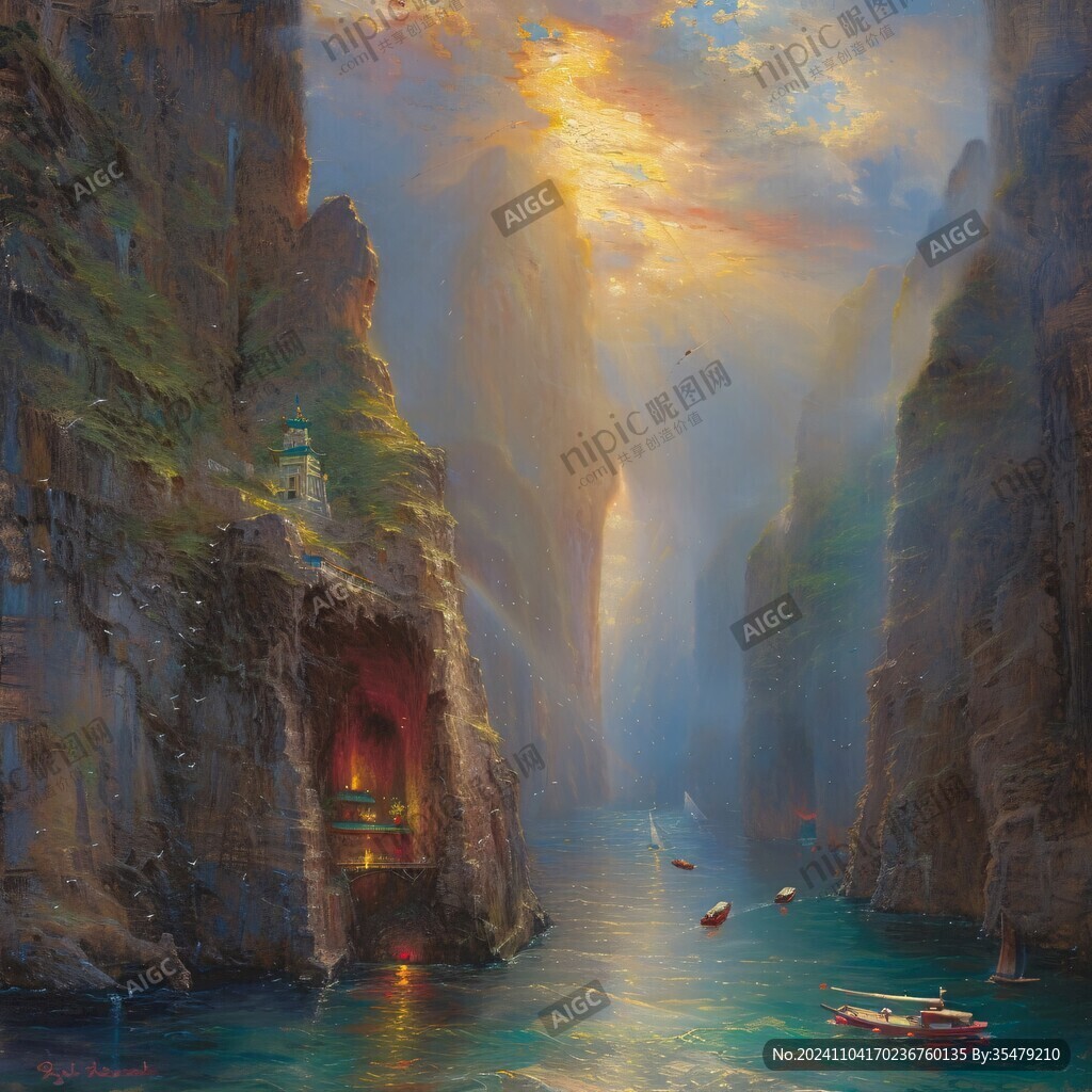 风光人间仙境油画