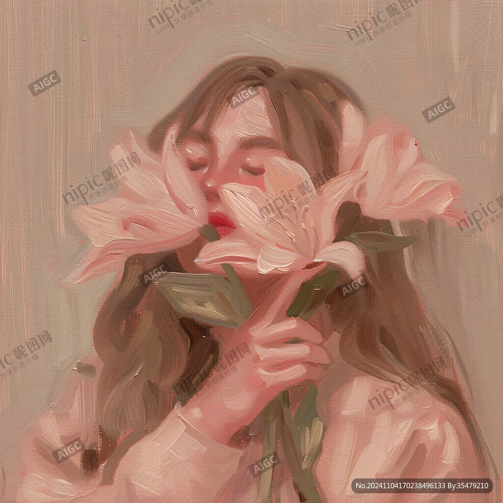 少女与花插画