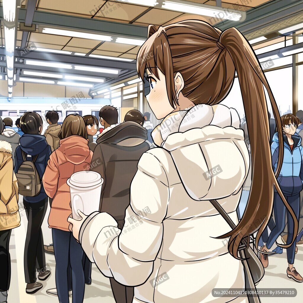 等地铁的女孩
