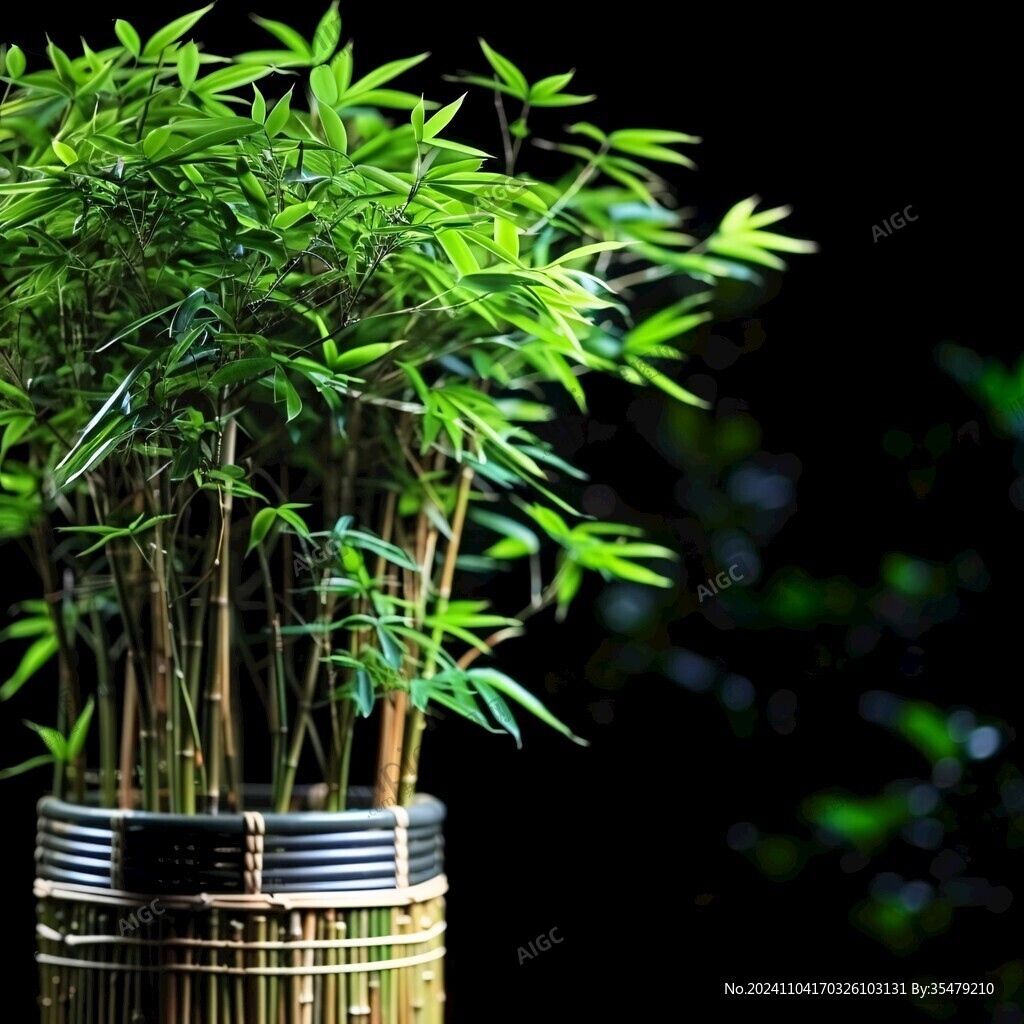黑背景翠竹高清照片