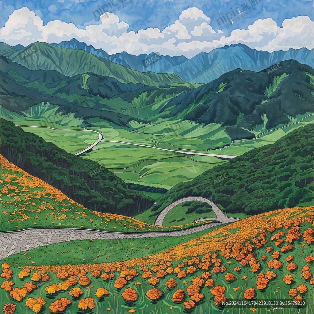 草原风光插画