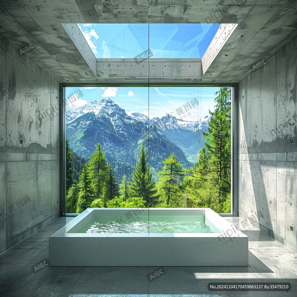 带山景浴室