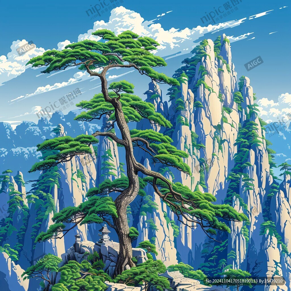 鼠绘迎客松
