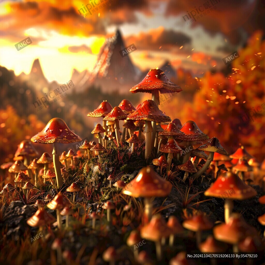 梦幻蘑菇背景