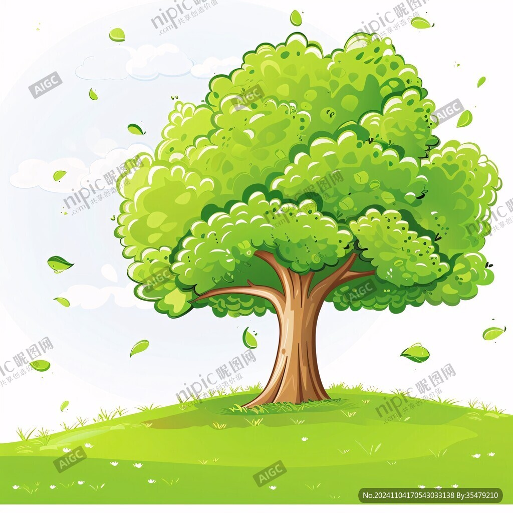 卡通绿树草地背景