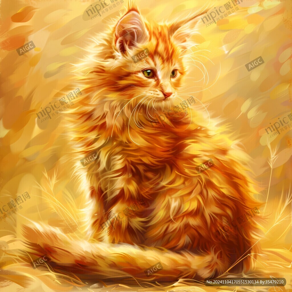 卡通长毛猫插画