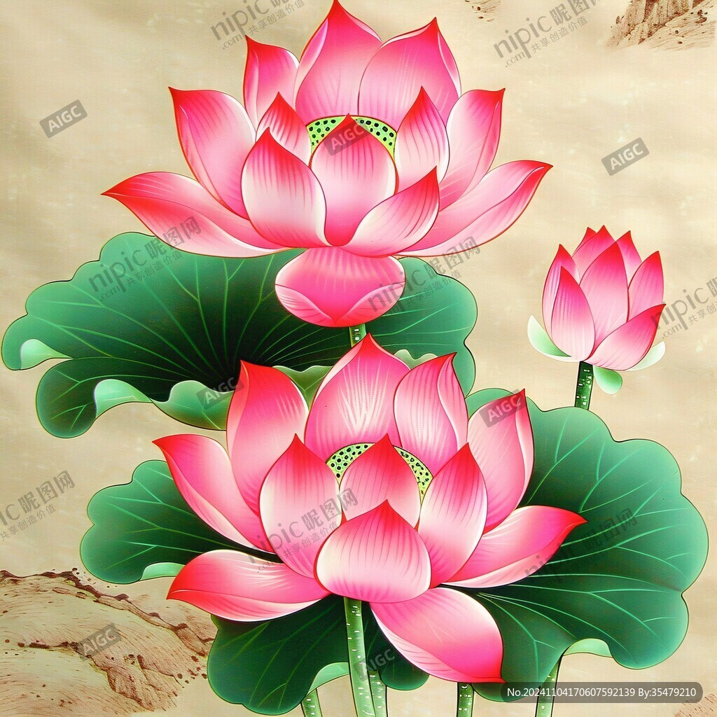 荷花立体画