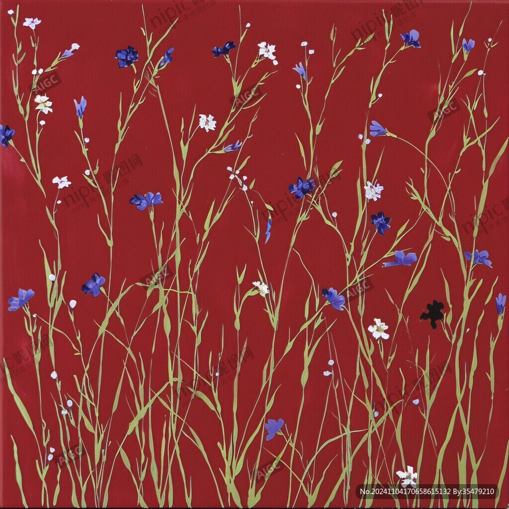 手绘花草壁画