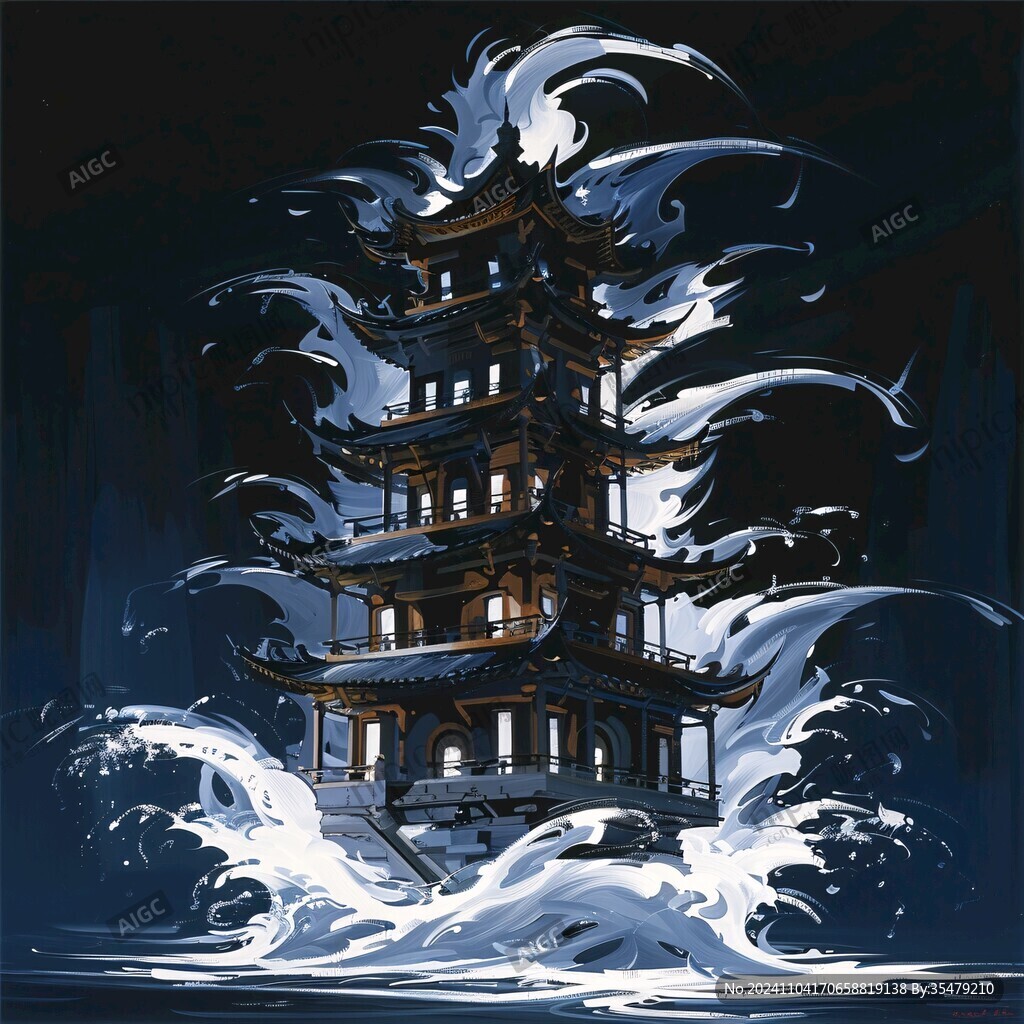 飞英塔插画