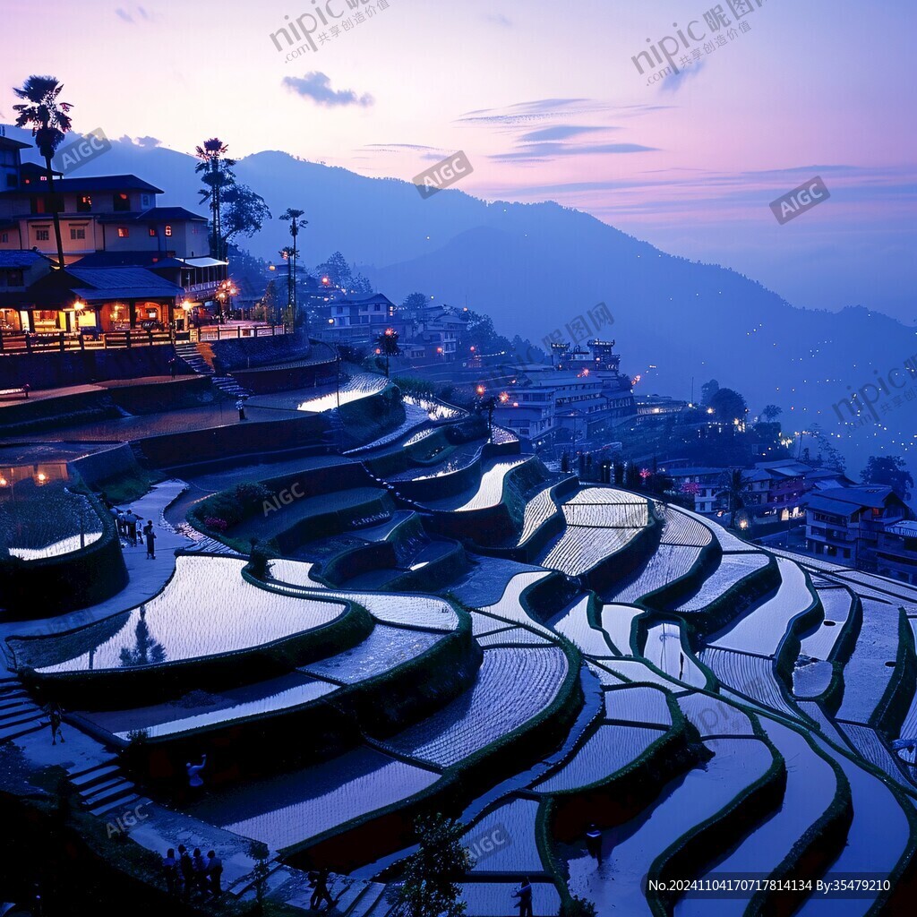 梯田夜景