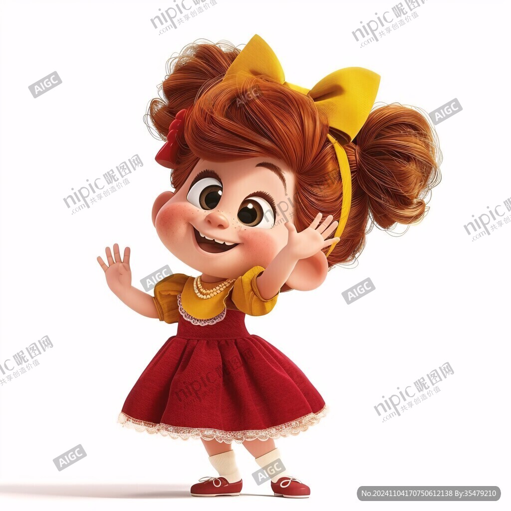 穿红裙子的卡通小女孩