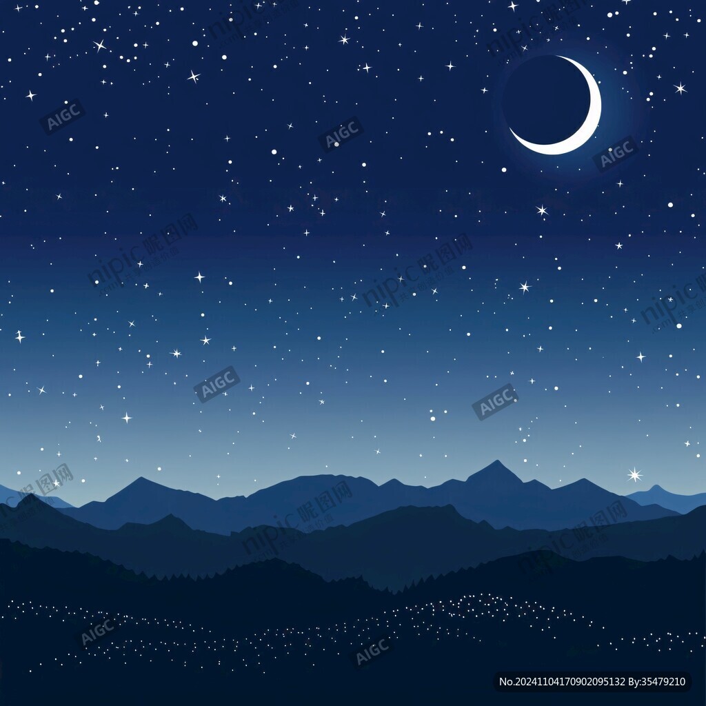 写意山丘夜空