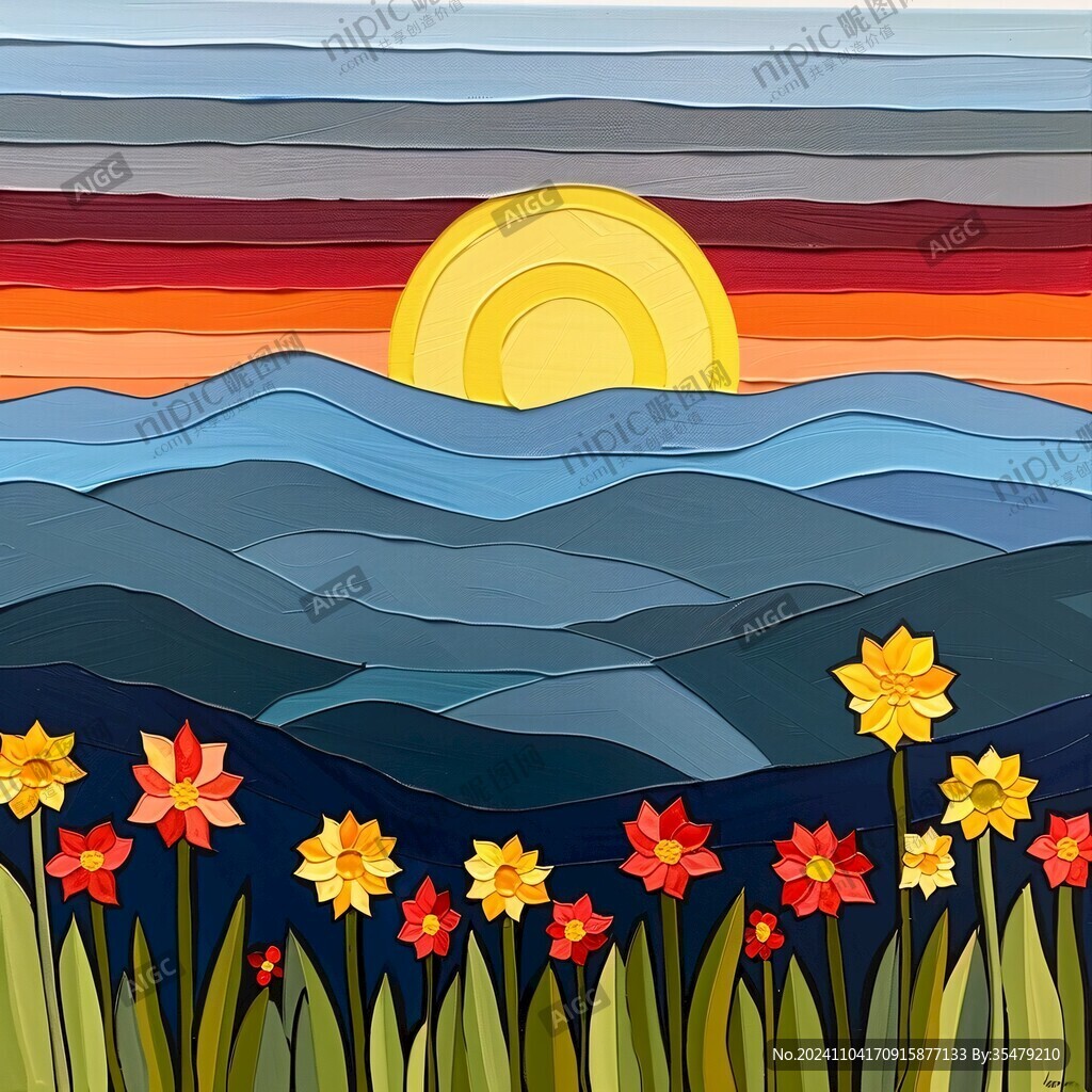 装饰画手绘自然背景